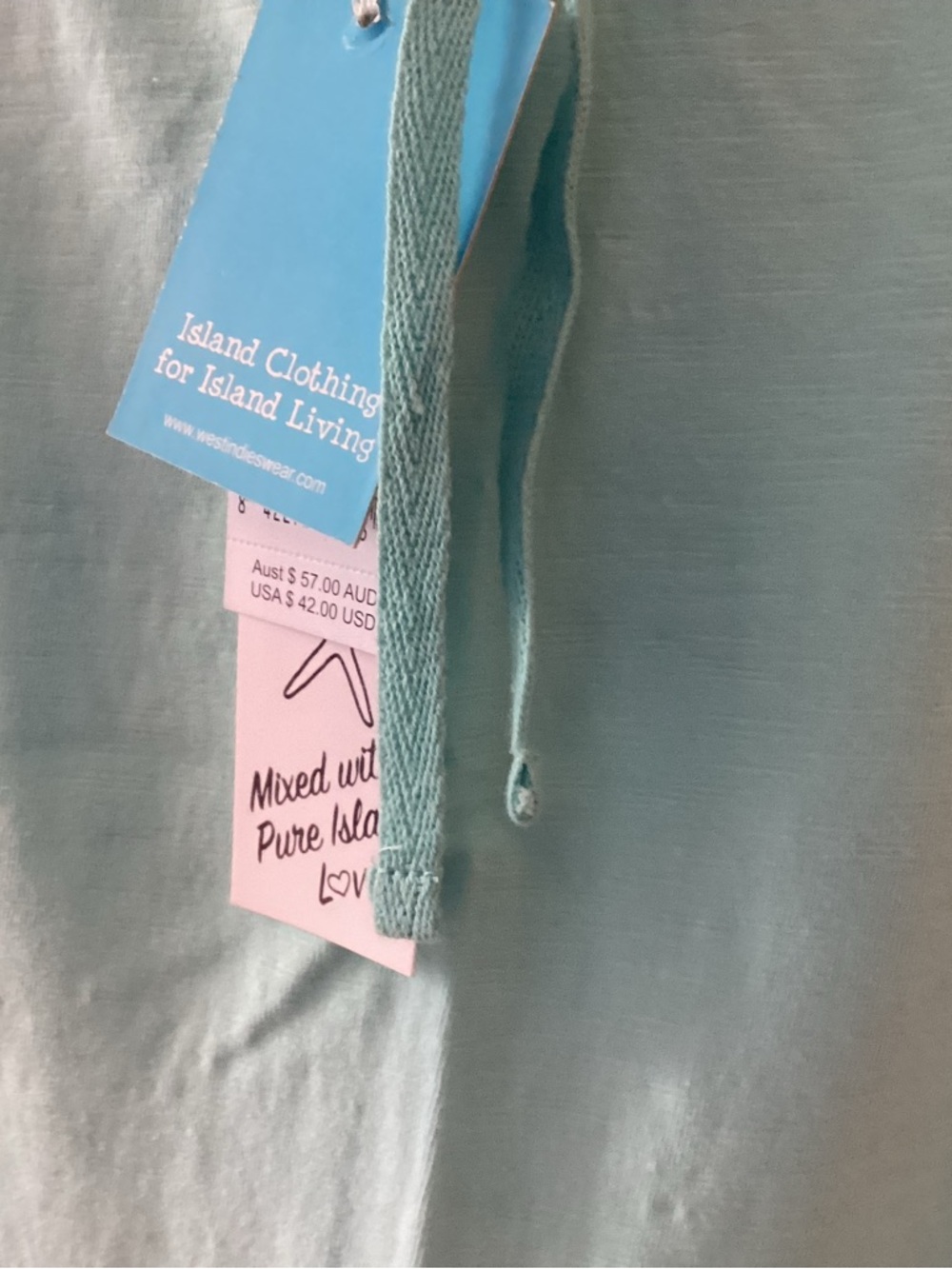 West Indies Wear Light Aqua Slub Knit Cotton Classic Skirt - NWT M - Picture 8 of 9